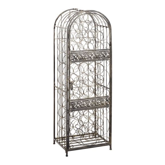 45 Bottle Wine Rack, Wrought Iron Jail with Lock - Antique Bronze Finish