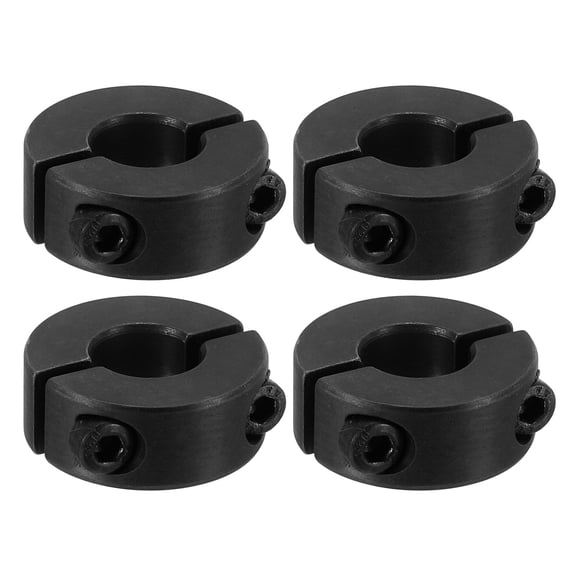 45#Carbon Steel Bore 12mm Double Split Shaft Collar 28mm OD 11mm Thickness with Set Screw, Black 4 Pack