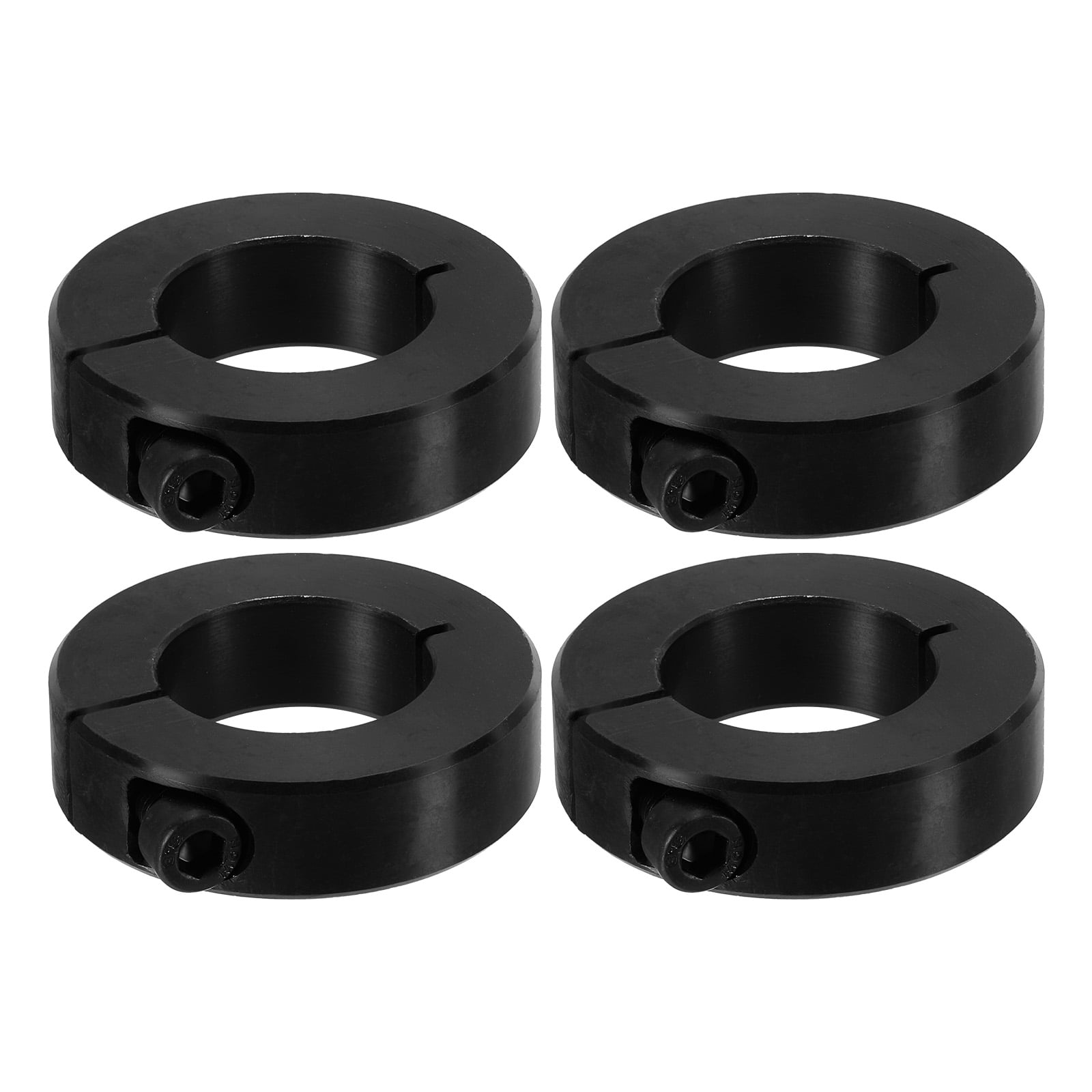 45#Carbon Steel Bore 25mm Single Split Shaft Collar 45mm OD 15mm Thickness with Set Screw, Black 4 Pack