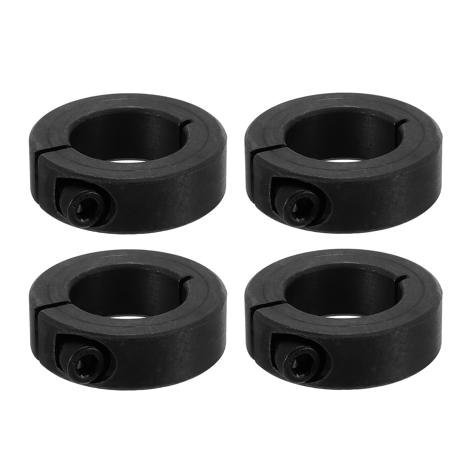 45#Carbon Steel Bore 28mm Single Split Shaft Collar 48mm OD 15mm Thickness with Set Screw, Black 4 Pack