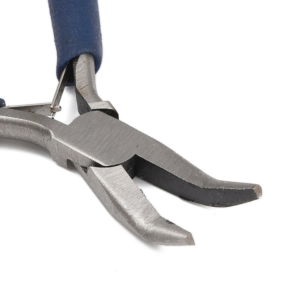 45# Carbon Steel Jewelry Pliers Bent Nose Pliers Polishing Royal Blue Stainless Steel color 13x7.4x1.7cm