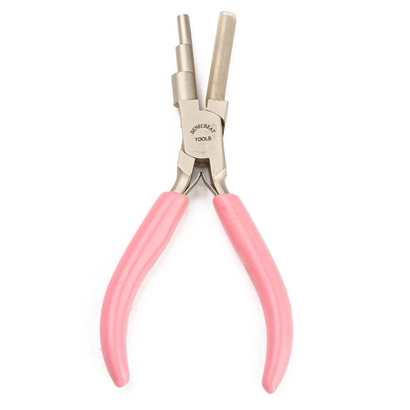 45 Carbon Steel Nylon Jaw Pliers Flat Nose Pliers Ferronickel with Word 'BENECREAT TOOLS' Pink 16x9x0.95cm