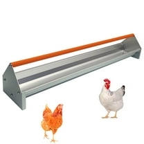 45" Chicken Feeding Trough, Galvanized Steel Chicken Feeder with Crossbar & Drainage Holes, Large Capacity Poultry Feeder Trough for Chicks, Duck, Goose, Turkey