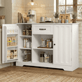 thumbnail image 1 of 45" Coffee Bar Cabinet, Buffet Sideboard with Shelves & Countertop, Storage for Kitchen & Living Room, White, 1 of 7