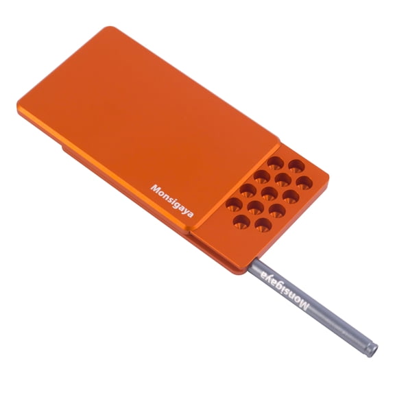 45 Compartment Metal Box with Built in Metal Alloy Straw (Orange-red)