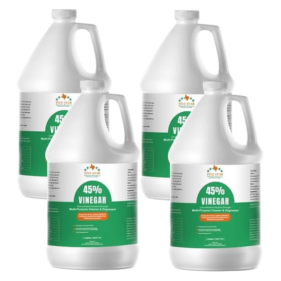 45% Concentrated Vinegar - White Vinegar for Cleaning, Garden & Home Use - 4 Gallon (512 fl oz) - Max Strength 9X Power - Multi-Purpose Pure Solution
