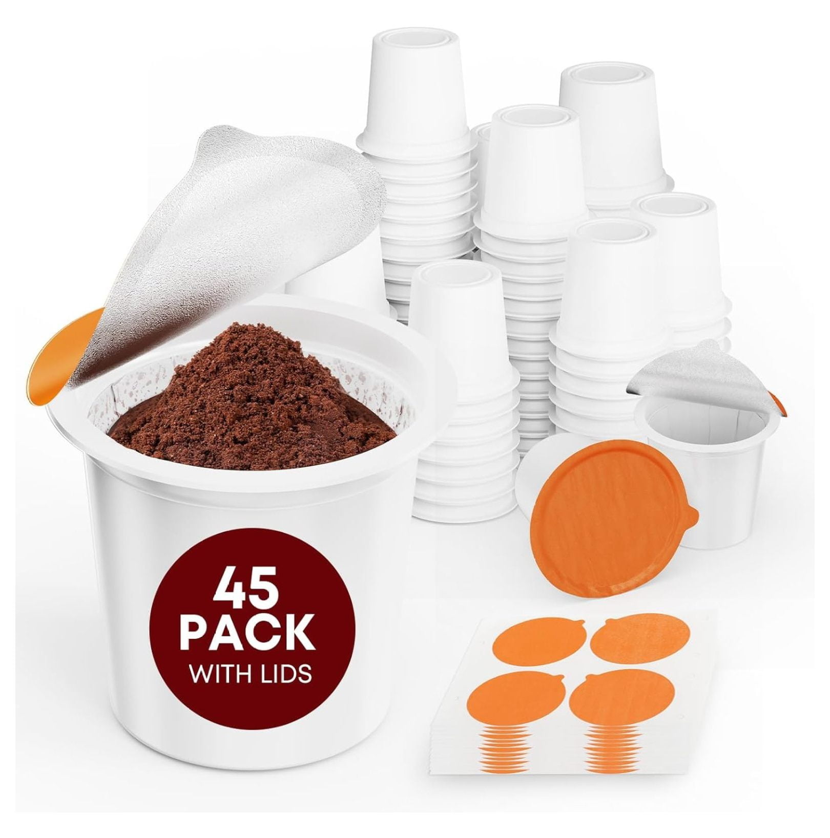 45 Count Make Your Own K Cup Coffee Pods, Disposable Fillable Empty K
