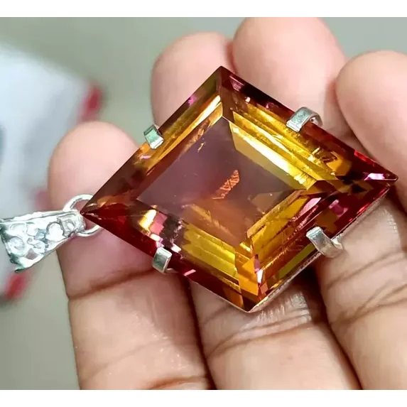 45 Ct Color Change Alexandrite Fancy Pendant 925 Sterling Silver Loose Gemstone