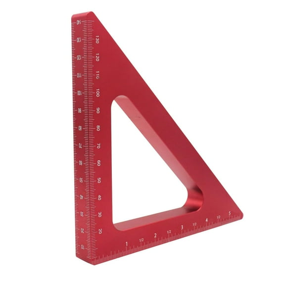 45 Degree Aluminum Alloy Angle Ruler Imperial And Metric Triangle Ruler for Carpenter Workshop Woodworking Square Measuring Tool