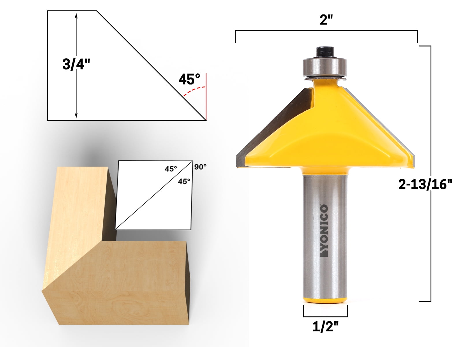 REDS Y69770-4 30 Degree Chamfer Bevel Router Bit 1/4 Shank – Carbide Tipped