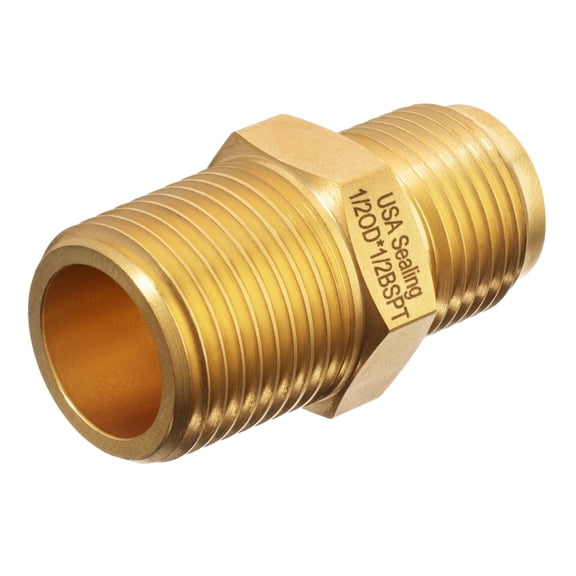 45 Degree Flared Tube Fitting - Brass - Male Straight - 3/8" Tube OD x 1/8" BSPT Male
