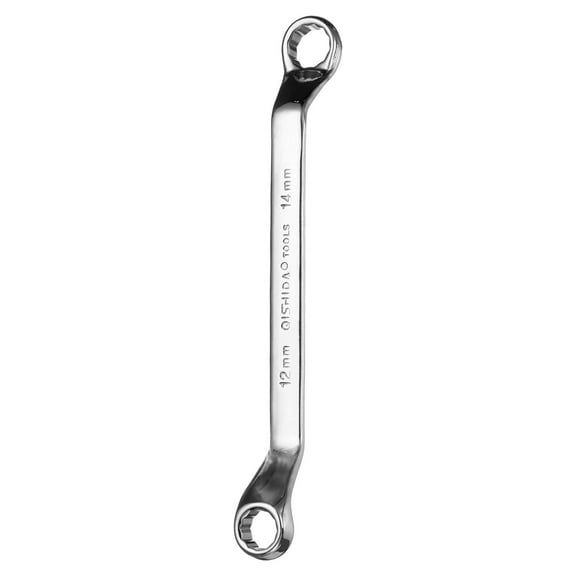 45 Degree Offset Box End Wrench 12mm x 14mm Metric 12 Point Mirror Chrome Plated Alloy Steel Double Box Wrenches Long Industrial Grade Torx Box Wrench Repair Tool