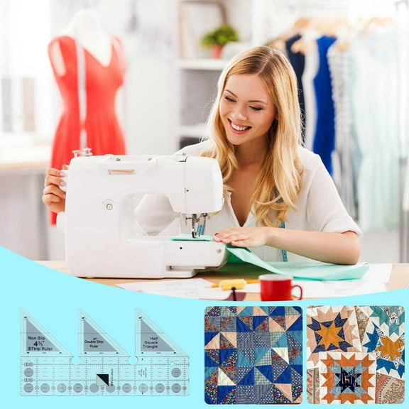 45 Degree Strip Ruler for Quilting & Sewing | Acrylic Cutting Guide for Half Square & Quarter Square Triangles | 10 Inch Quilting Ruler for Fabric Strips & Shapes