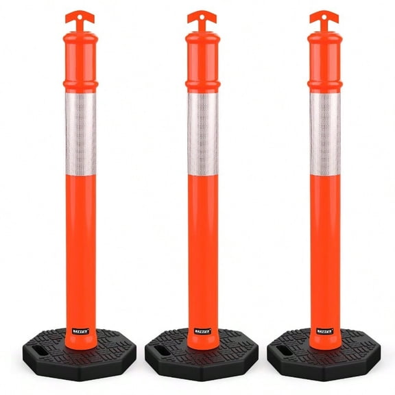 45 Delineator Post with Base Orange Traffic Delineator Cones with Reflective Collar for Driving Practice Construction Work 3 Pack