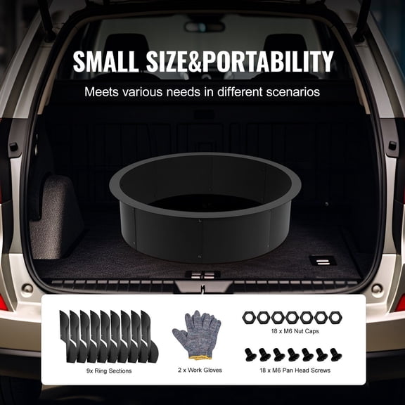 45" Diameter DIY Fire Pit Ring, Round Fire Pit Steel Liner for Outdoor Backyard Camping Fireplace