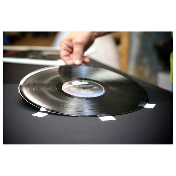 45 Double (6 7/8") Vinyl Record Frame - For Two (2) 45 RPM Records Featuring White (Black Trim) Mat Design and Solid Wood Black Matte Finish Frame