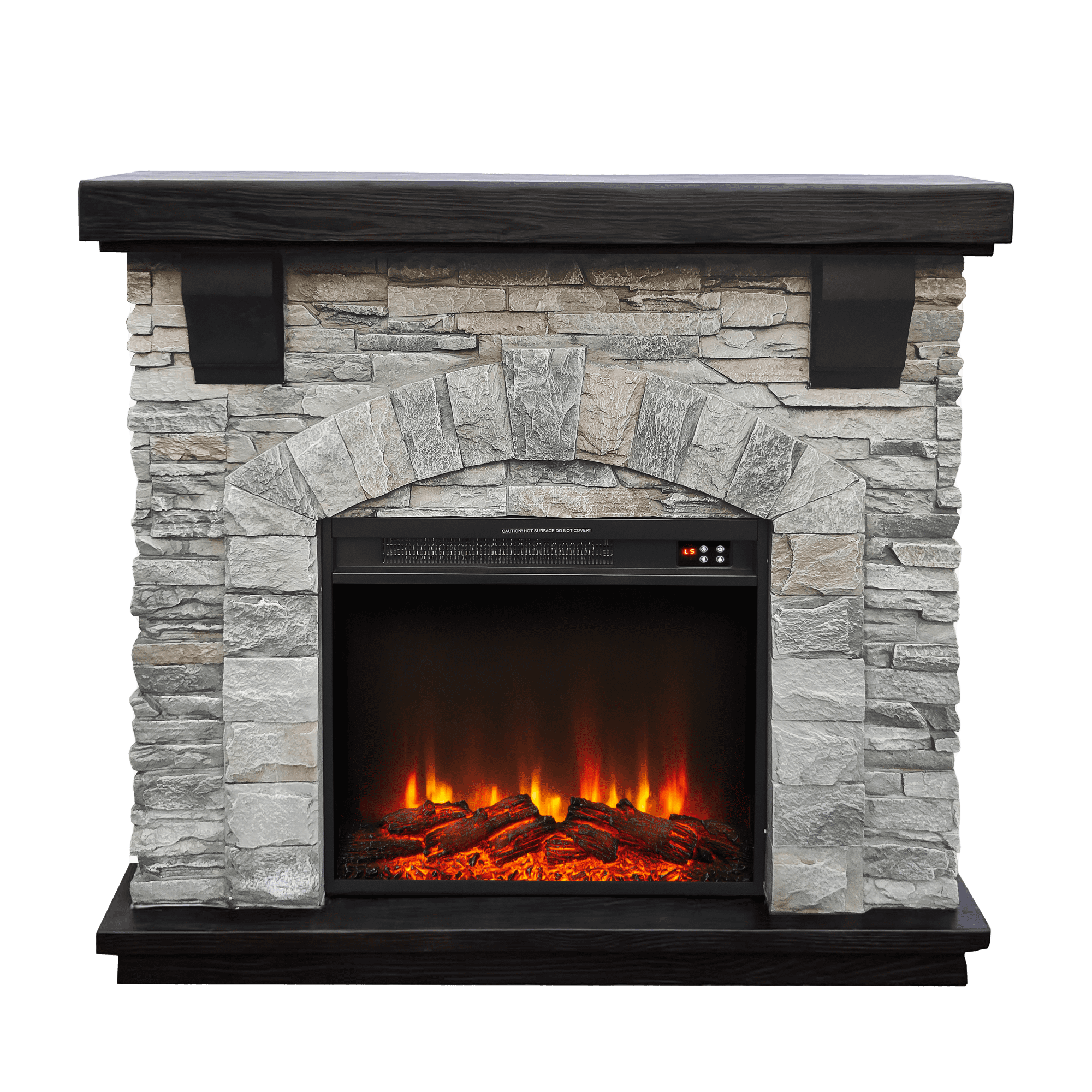 Joy River 45" Electric Fireplace with Faux Brick and Remote Control, Grey, Modern Interior Decor