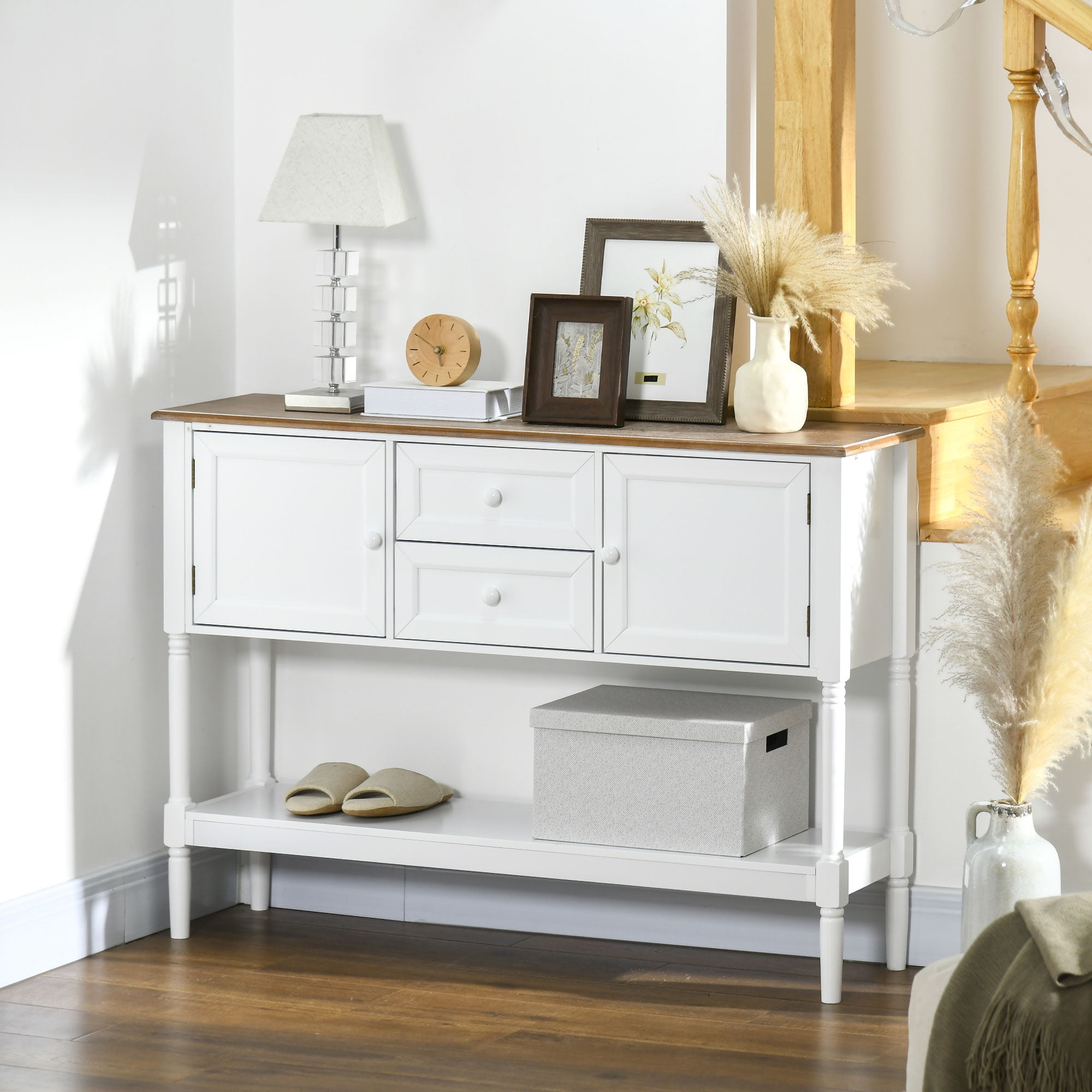 45'' Entryway Console Table with Drawers, Vintage Entryway Table with 2 Drawers, Cabinets and ...