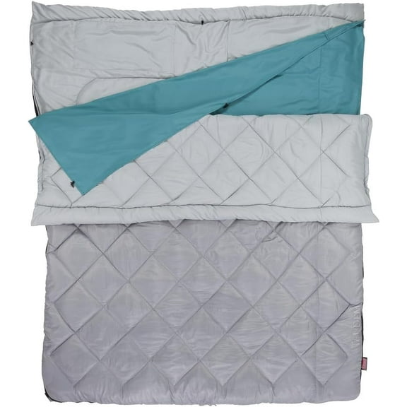 45°F Double Sleeping Bag, Queen Size XL Tandem Sleep Sack with Big & Tall Design, Zips Apart into 2 Sleeping Bags, Machine Washable