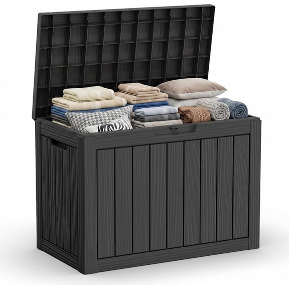 45 Gallon Deck Box, Outdoor Storage Box for Patio Furniture, Patio Cushions, Gardening Tools, Pool Supplies 480lbs Weight Capacity,Waterproof Resin Storage Boxes (Black, 45 Gallon)