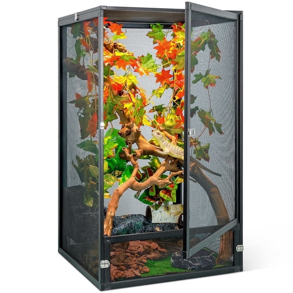 45 Gallon Escape-Resistant Reptile & Insect Habitat - Crystal View Tank with Magnetic Locks, Advanced Ventilation for Tarantula Enclosure, Lizard Cage & Hermit Crab Kit