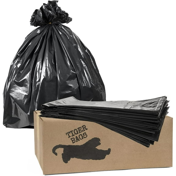 45 Gallon Extra Heavy Duty Trash Can Liners | 1.5 Mil, 38" w x 43" H, Home and Commercial Use (100, Black)