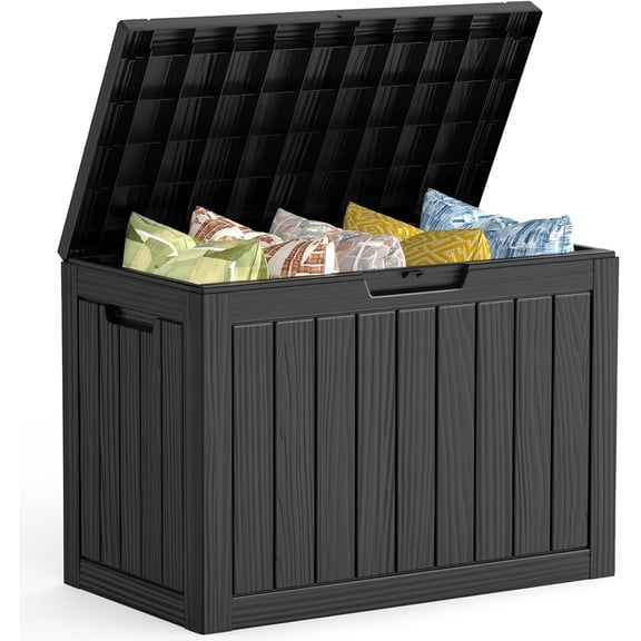 45 Gallon Outdoor Storage Box, Resin Deck Box Waterproof, Storage Chest for Outside Patio Furniture Cushions, Pool Supplies, Garden Tools, UV Resistant and Weatherproof, Black