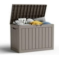 thumbnail image 1 of 45 Gallon Resin Deck Box, Lockable Patio Outdoor Storage Box for Furniture, Garden Tools and Tools Storage, Waterproof Outside Storage Boxes - Gray, 1 of 7