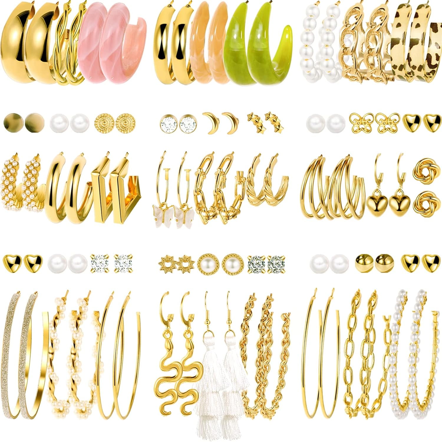 PANJIUO 45 Gold Earrings Women, Hoops Earring Earrings women Earrings Jewelry Pairs Hoop ideal for Chunky Twisted Mini Sizeable Packs Set, for multipack, Fashion Trendy for Birthday Party Christmas[v810]