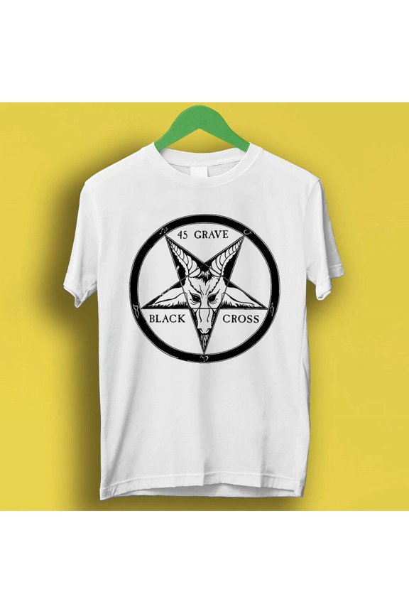 45 Grave Black Cross Punk Rock Retro Music Top Tee T Shirt P1884