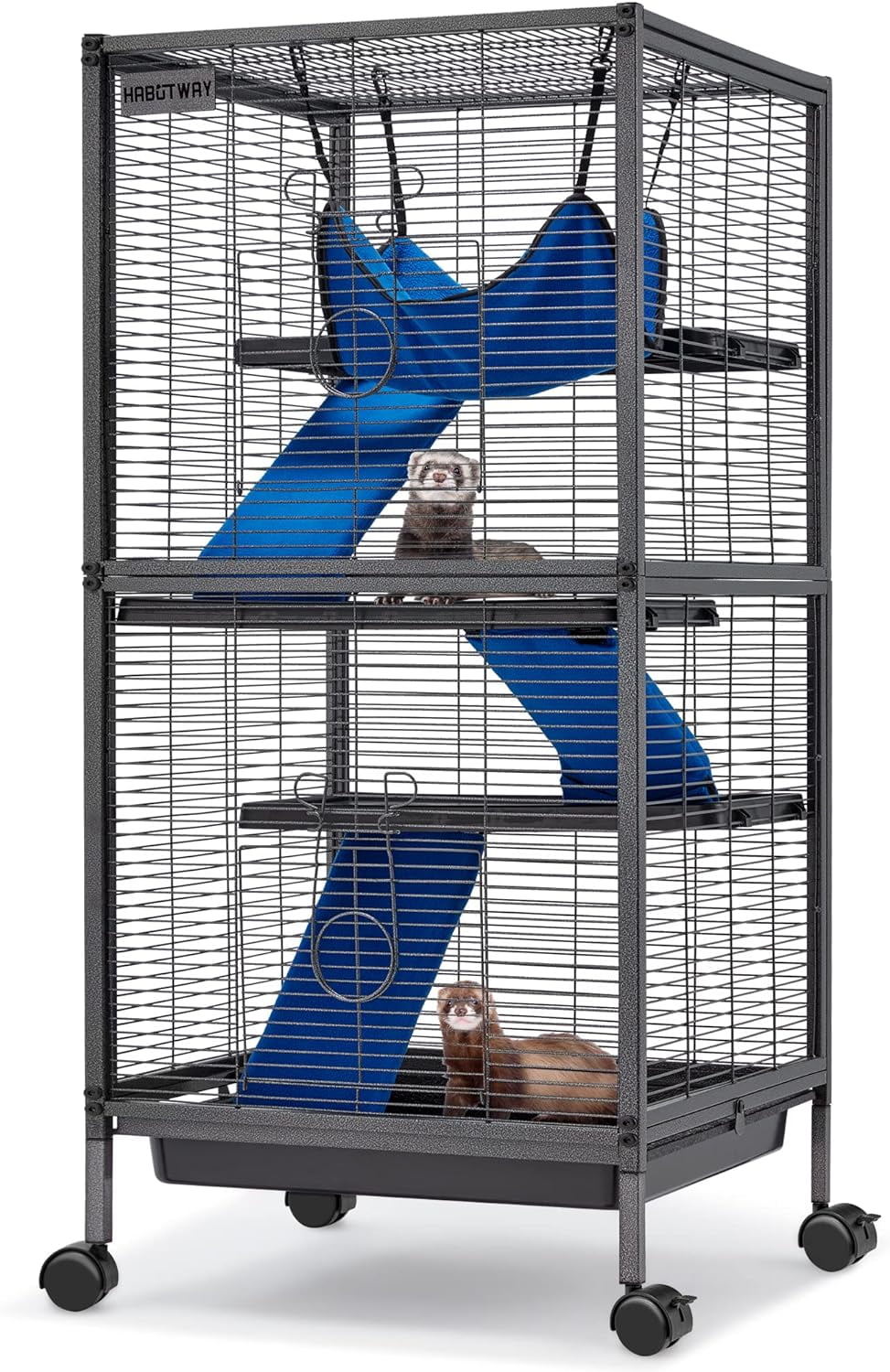 45''H Metal Small Animal Cages, Rolling Chinchilla Cage with Removable