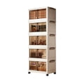 thumbnail image 1 of 45"H Stackable Storage Cabinet with Doors & Wheels, Adjustable 5 Tier Plastic Organizer Bin for Home, Office, Garage Storage, White, 1 of 7