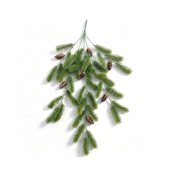 45-Head Christmas Pine Needle & Pinecone Spray, Artificial Wall-Hanging Branch for Christmas Wreath, Garland & Home Decor (Green)