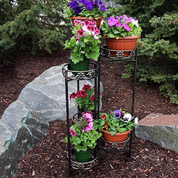 45-Inch 6-Tier Indoor Outdoor Folding Metal Plant Stand Bronze Finish