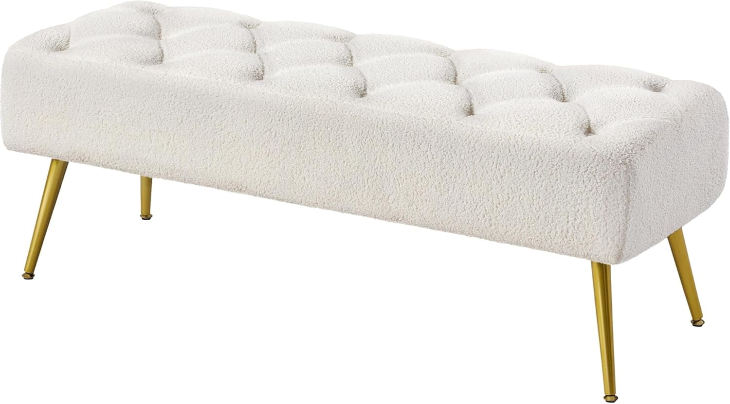 45 Inch Bench, Upholstered Button-Tufted Ottoman Bench, Modern End of ...