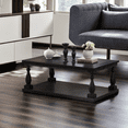 thumbnail image 1 of 45 Inch Farmhouse Coffee Table,Solid Wood Coffee Table,Storage Coffee Tables for Living Room, Rustic Floor Shelf Coffee Table w/Storage,Easy Assembly, 1 of 8
