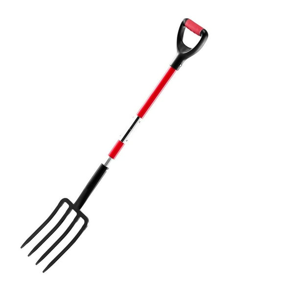 45 Inch Heavy Duty Garden Fork 4-Tine Gardening Pitchfork with Y Grip Non-Slip Handle for Digging Aeration Transplanting Potato Hay Compost and Lawn Garden Care