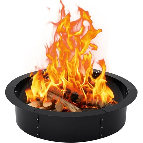 45-Inch Outer/39-Inch Inner Fire Pit Ring, Heavy Duty Solid Steel Fire Rings for Outside Wood Burning, DIY Fire Ring Liner for Beach Camping,Outside In-Ground, BBQ Grill