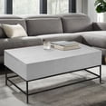 thumbnail image 1 of 45 Inch Rectangular Mango Wood Coffee Table, Lift Top Storage, Iron Frame, White, Black- Saltoro Sherpi, 1 of 7