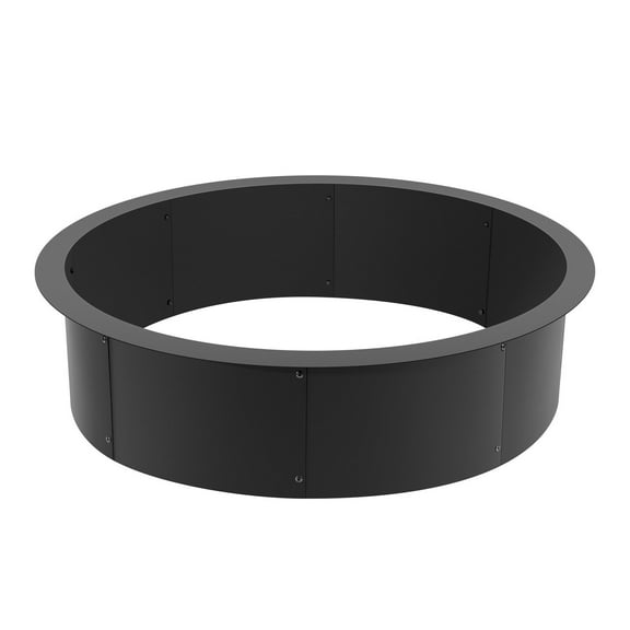 45 Inch Round Fire Pit Ring, Heavy-Duty Steel Outdoor Firepit Liner, 39 Inch Inner Diameter, DIY Campfire Ring with 9 Panels for Backyard Patio Bonfire, Rust-Resistant Black Steel Ring