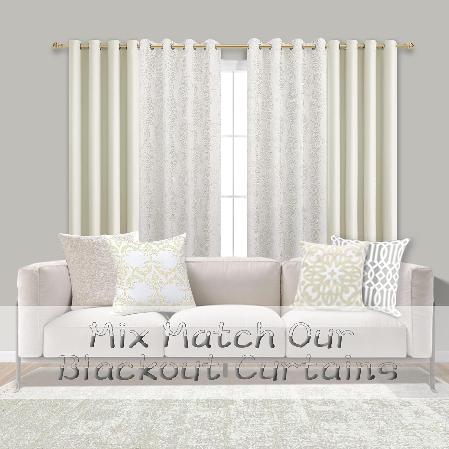 45 Inch Window Curtains Short Length 2 Panel Set,80% Blackout Black Out ...