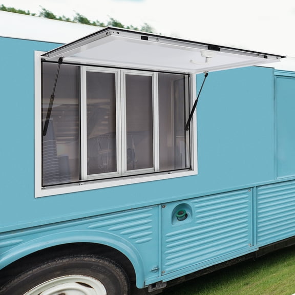 45"L x 30"W Concession Stand Serving Window Food Truck Service Awning Silver