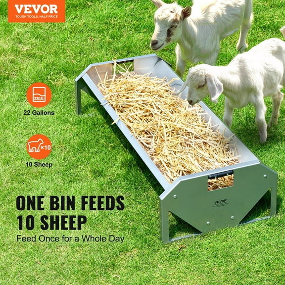 45" Large Capacity Goat Feeder for Sheep 22 Gallon Livestock Feeding Trough, Durable Ranch Equipment