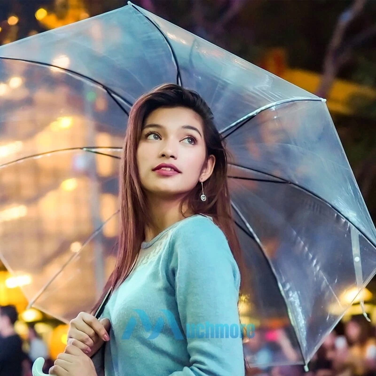 FORGE 45" Large Clear Dome Umbrella Wedding Rain Transparent Bubble Parasol Auto Open