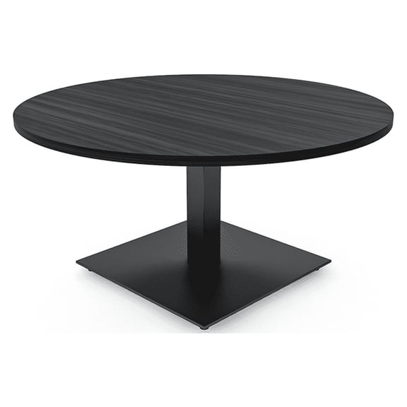 45" Large Round Coffee Table For Office Reception Square Metal Base