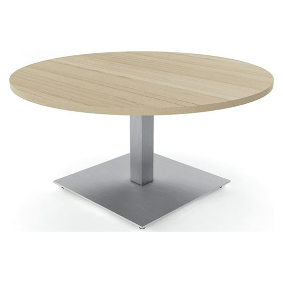 45" Large Round Coffee Table For Office Reception Square Metal Base