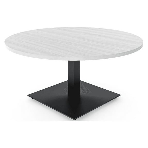 45" Large Round Coffee Table For Office Reception Square Metal Base