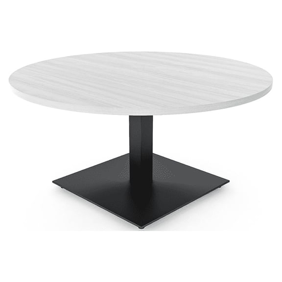 45" Large Round Coffee Table For Office Reception Square Metal Base