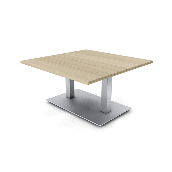 45" Large Square Coffee Table For Office Double Post Metal Base