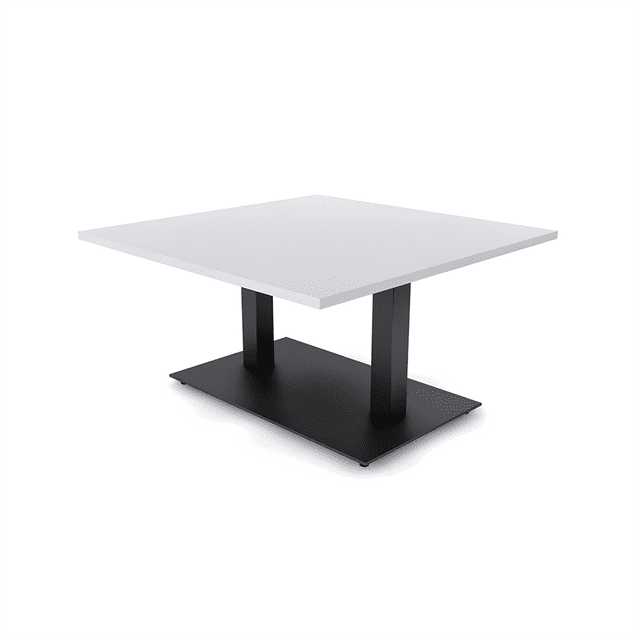 45" Large Square Coffee Table For Office Double Post Metal Base